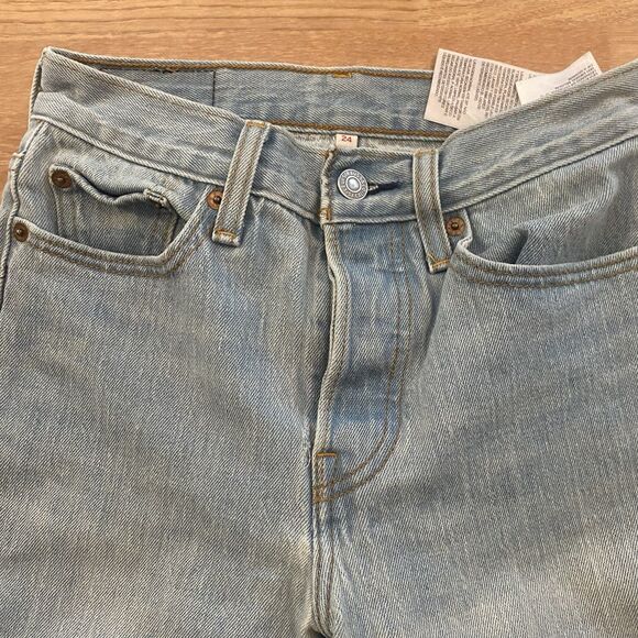 Levis 70s High Slim Straight Jeans Women Size 24 Raw Hem - Picture 10 of 16